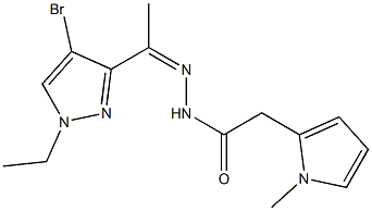 N-[(Z)-1-(4-bromo-1-ethylpyrazol-3-yl)ethylideneamino]-2-(1-methylpyrrol-2-yl)acetamide Struktur