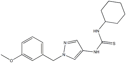 1-cyclohexyl-3-[1-[(3-methoxyphenyl)methyl]pyrazol-4-yl]thiourea Struktur