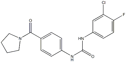 1-(3-chloro-4-fluorophenyl)-3-[4-(pyrrolidine-1-carbonyl)phenyl]urea Struktur