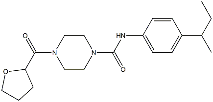 N-(4-butan-2-ylphenyl)-4-(oxolane-2-carbonyl)piperazine-1-carboxamide Struktur