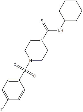 N-cyclohexyl-4-(4-fluorophenyl)sulfonylpiperazine-1-carbothioamide Struktur