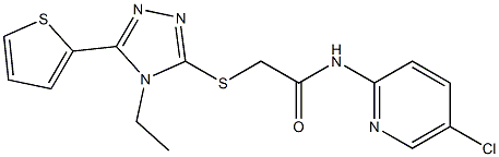 N-(5-chloropyridin-2-yl)-2-[(4-ethyl-5-thiophen-2-yl-1,2,4-triazol-3-yl)sulfanyl]acetamide Struktur