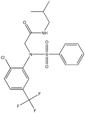 2-[N-(benzenesulfonyl)-2-chloro-5-(trifluoromethyl)anilino]-N-(2-methylpropyl)acetamide Struktur