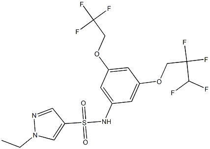 1-ethyl-N-[3-(2,2,3,3-tetrafluoropropoxy)-5-(2,2,2-trifluoroethoxy)phenyl]pyrazole-4-sulfonamide Struktur