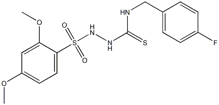 1-[(2,4-dimethoxyphenyl)sulfonylamino]-3-[(4-fluorophenyl)methyl]thiourea Struktur