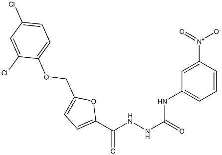 1-[[5-[(2,4-dichlorophenoxy)methyl]furan-2-carbonyl]amino]-3-(3-nitrophenyl)urea Struktur