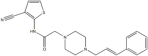 N-(3-cyanothiophen-2-yl)-2-[4-[(E)-3-phenylprop-2-enyl]piperazin-1-yl]acetamide Struktur