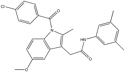 2-[1-(4-chlorobenzoyl)-5-methoxy-2-methylindol-3-yl]-N-(3,5-dimethylphenyl)acetamide Struktur