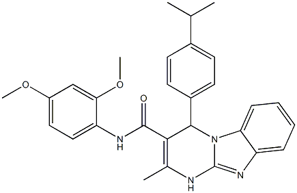 N-(2,4-dimethoxyphenyl)-2-methyl-4-(4-propan-2-ylphenyl)-1,4-dihydropyrimido[1,2-a]benzimidazole-3-carboxamide Struktur