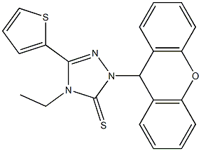 4-ethyl-5-thiophen-2-yl-2-(9H-xanthen-9-yl)-1,2,4-triazole-3-thione Struktur