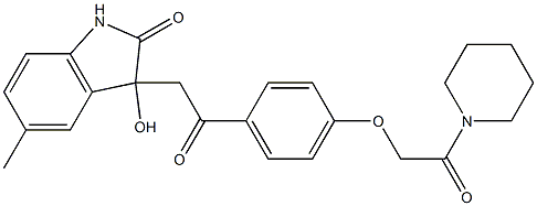 3-hydroxy-5-methyl-3-[2-oxo-2-[4-(2-oxo-2-piperidin-1-ylethoxy)phenyl]ethyl]-1H-indol-2-one Structure