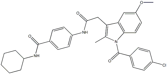 4-[[2-[1-(4-chlorobenzoyl)-5-methoxy-2-methylindol-3-yl]acetyl]amino]-N-cyclohexylbenzamide Struktur