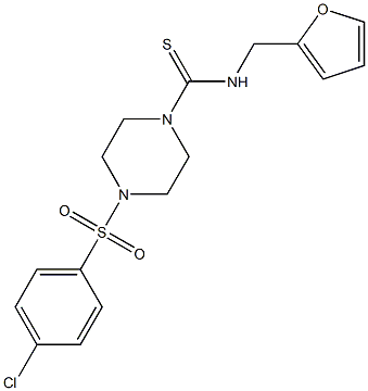 4-(4-chlorophenyl)sulfonyl-N-(furan-2-ylmethyl)piperazine-1-carbothioamide Struktur