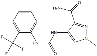 1-methyl-4-[[2-(trifluoromethyl)phenyl]carbamoylamino]pyrazole-3-carboxamide Struktur