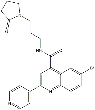 6-bromo-N-[3-(2-oxopyrrolidin-1-yl)propyl]-2-pyridin-4-ylquinoline-4-carboxamide Struktur