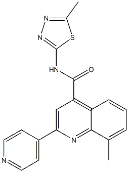 8-methyl-N-(5-methyl-1,3,4-thiadiazol-2-yl)-2-pyridin-4-ylquinoline-4-carboxamide Struktur