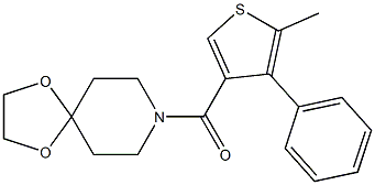 1,4-dioxa-8-azaspiro[4.5]decan-8-yl-(5-methyl-4-phenylthiophen-3-yl)methanone Struktur