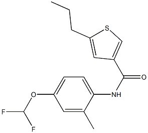 N-[4-(difluoromethoxy)-2-methylphenyl]-5-propylthiophene-3-carboxamide Struktur