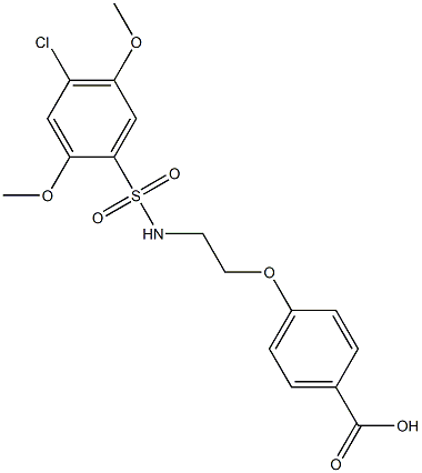 4-[2-[(4-chloro-2,5-dimethoxyphenyl)sulfonylamino]ethoxy]benzoic acid Struktur