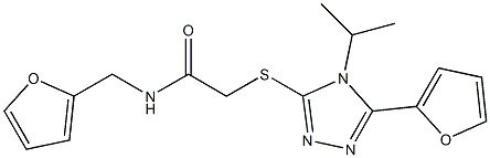 N-(furan-2-ylmethyl)-2-[[5-(furan-2-yl)-4-propan-2-yl-1,2,4-triazol-3-yl]sulfanyl]acetamide Struktur