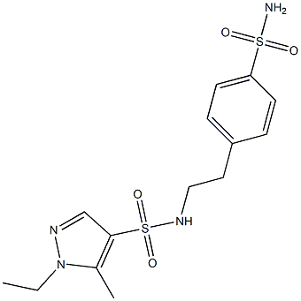 1-ethyl-5-methyl-N-[2-(4-sulfamoylphenyl)ethyl]pyrazole-4-sulfonamide Struktur