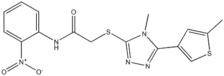 2-[[4-methyl-5-(5-methylthiophen-3-yl)-1,2,4-triazol-3-yl]sulfanyl]-N-(2-nitrophenyl)acetamide Struktur