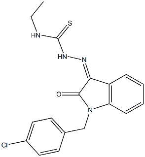 1-[(Z)-[1-[(4-chlorophenyl)methyl]-2-oxoindol-3-ylidene]amino]-3-ethylthiourea Struktur