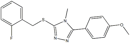 3-[(2-fluorophenyl)methylsulfanyl]-5-(4-methoxyphenyl)-4-methyl-1,2,4-triazole Struktur