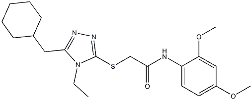 2-[[5-(cyclohexylmethyl)-4-ethyl-1,2,4-triazol-3-yl]sulfanyl]-N-(2,4-dimethoxyphenyl)acetamide Struktur