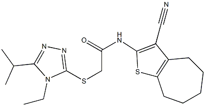 N-(3-cyano-5,6,7,8-tetrahydro-4H-cyclohepta[b]thiophen-2-yl)-2-[(4-ethyl-5-propan-2-yl-1,2,4-triazol-3-yl)sulfanyl]acetamide Struktur