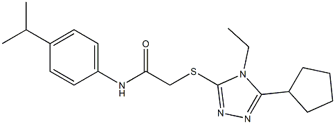 2-[(5-cyclopentyl-4-ethyl-1,2,4-triazol-3-yl)sulfanyl]-N-(4-propan-2-ylphenyl)acetamide Struktur