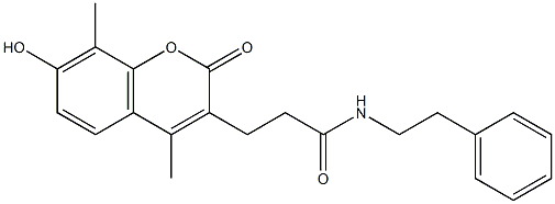 3-(7-hydroxy-4,8-dimethyl-2-oxochromen-3-yl)-N-(2-phenylethyl)propanamide Struktur