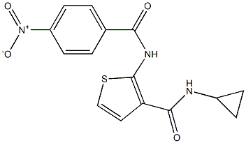 N-cyclopropyl-2-[(4-nitrobenzoyl)amino]thiophene-3-carboxamide Struktur