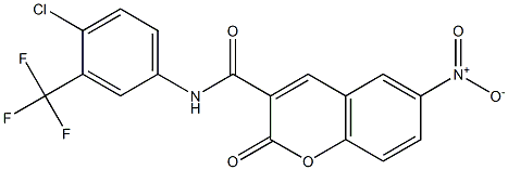 N-[4-chloro-3-(trifluoromethyl)phenyl]-6-nitro-2-oxochromene-3-carboxamide Struktur