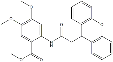 methyl 4,5-dimethoxy-2-[[2-(9H-xanthen-9-yl)acetyl]amino]benzoate Struktur