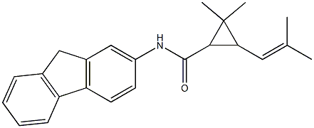 N-(9H-fluoren-2-yl)-2,2-dimethyl-3-(2-methylprop-1-enyl)cyclopropane-1-carboxamide Struktur