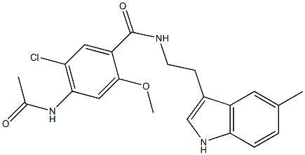 4-acetamido-5-chloro-2-methoxy-N-[2-(5-methyl-1H-indol-3-yl)ethyl]benzamide Struktur