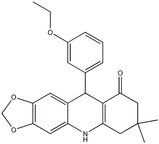 10-(3-ethoxyphenyl)-7,7-dimethyl-5,6,8,10-tetrahydro-[1,3]benzodioxolo[5,6-b]quinolin-9-one Struktur