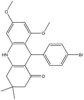 9-(4-bromophenyl)-6,8-dimethoxy-3,3-dimethyl-2,4,9,10-tetrahydroacridin-1-one Struktur