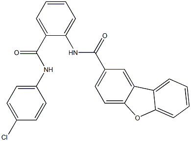 N-[2-[(4-chlorophenyl)carbamoyl]phenyl]dibenzofuran-2-carboxamide Struktur