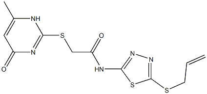 2-[(6-methyl-4-oxo-1H-pyrimidin-2-yl)sulfanyl]-N-(5-prop-2-enylsulfanyl-1,3,4-thiadiazol-2-yl)acetamide Struktur