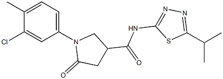 1-(3-chloro-4-methylphenyl)-5-oxo-N-(5-propan-2-yl-1,3,4-thiadiazol-2-yl)pyrrolidine-3-carboxamide Struktur