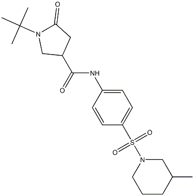 1-tert-butyl-N-[4-(3-methylpiperidin-1-yl)sulfonylphenyl]-5-oxopyrrolidine-3-carboxamide Struktur