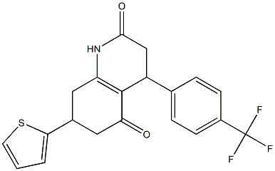 7-thiophen-2-yl-4-[4-(trifluoromethyl)phenyl]-1,3,4,6,7,8-hexahydroquinoline-2,5-dione Struktur