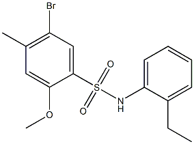 5-bromo-N-(2-ethylphenyl)-2-methoxy-4-methylbenzenesulfonamide Struktur