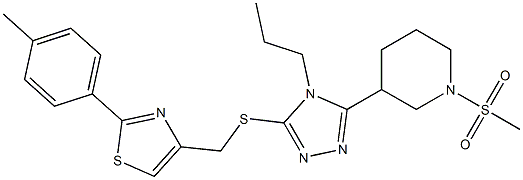 2-(4-methylphenyl)-4-[[5-(1-methylsulfonylpiperidin-3-yl)-4-propyl-1,2,4-triazol-3-yl]sulfanylmethyl]-1,3-thiazole Struktur