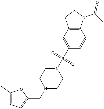 1-[5-[4-[(5-methylfuran-2-yl)methyl]piperazin-1-yl]sulfonyl-2,3-dihydroindol-1-yl]ethanone Struktur