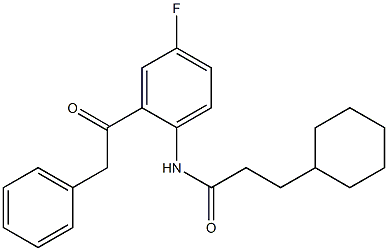 3-cyclohexyl-N-[4-fluoro-2-(2-phenylacetyl)phenyl]propanamide Struktur