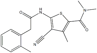 4-cyano-N,N,3-trimethyl-5-[[2-(2-methylphenyl)acetyl]amino]thiophene-2-carboxamide Struktur