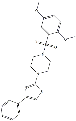 2-[4-(2,5-dimethoxyphenyl)sulfonylpiperazin-1-yl]-4-phenyl-1,3-thiazole Struktur